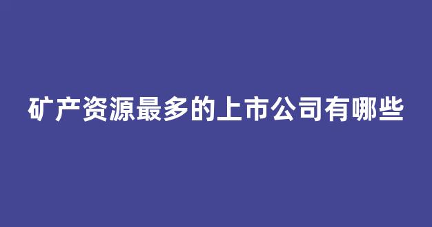 矿产资源最多的上市公司有哪些(矿产资源上市龙头)_https://www.taocizhiliang.com_装修公司_第1张