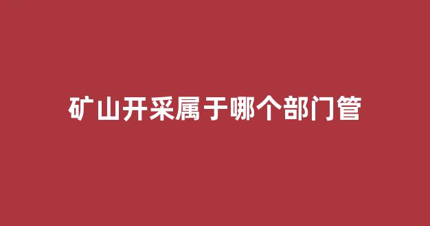 矿山开采属于哪个部门管(矿山开采属于哪个部门管理范围)_https://www.qgjzrcxxzxpt.com_中金所_第1张