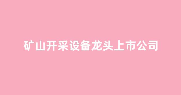 矿山开采设备龙头上市公司(矿山开采设备龙头上市公司有哪些)_https://www.wanyuyiyao.com_上交所_第1张