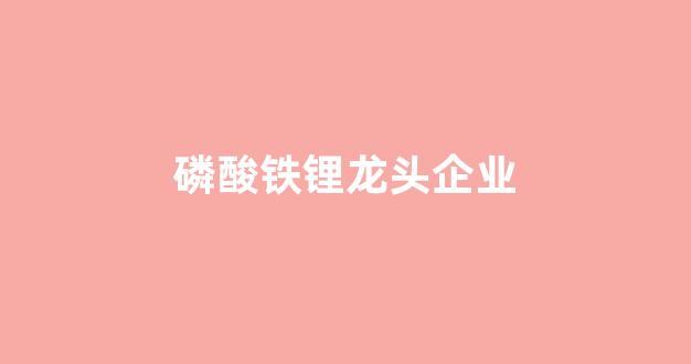 磷酸铁锂龙头企业(磷酸铁锂龙头企业有哪些)_https://www.jumanxin.com_创业板_第1张