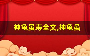 神龟虽寿全文,神龟虽寿讲了什么,神龟虽寿经典句子-第1张图片-我的生活随想