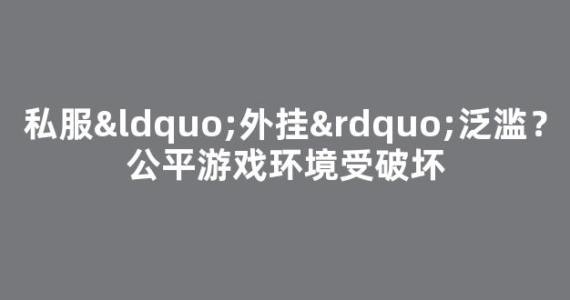 私服“外挂”泛滥？公平游戏环境受破坏