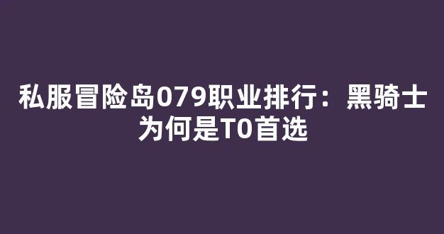 私服冒险岛079职业排行：黑骑士为何是T0首选
