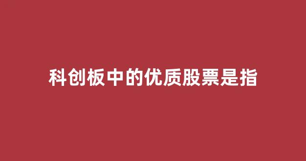 科创板中的优质股票是指(科创板优先推荐哪些类型)_https://www.qgjzrcxxzxpt.com_广期所_第1张