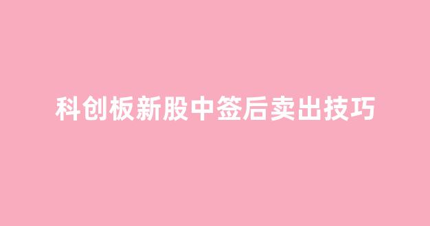 科创板新股中签后卖出技巧(科创板新股中签是多少股)_https://www.luoxuangg888.com_深交所_第1张