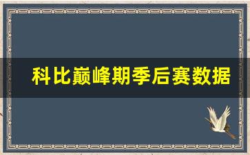 科比巅峰期季后赛数据排名-科比巅峰期是几几年