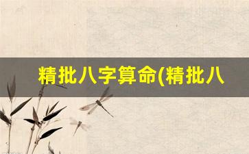 精批八字算命(精批八字算命準(zhǔn)嗎)