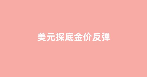 美元探底金价反弹_美元跌黄金什么趋势