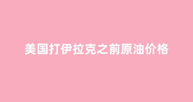 美国攻打伊拉克对石油的影响_美国打伊拉克之前原油价格