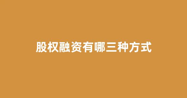 股权融资有哪三种方式(股权融资的第六步)_https://www.gen-fastener.com_中金所_第1张