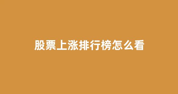 股票上涨排行榜怎么看(股票上涨看哪方面)_https://www.luoxuangg888.com_北交所_第1张