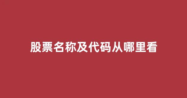 股票名称及代码从哪里看(股票名称及代码从哪里看的)_https://www.brunchezvous.com_旅游攻略_第1张