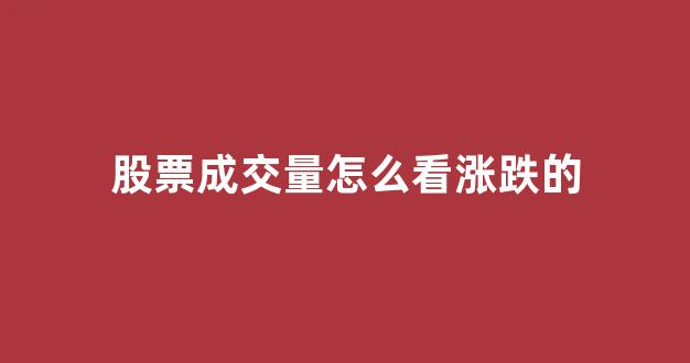 股票成交量怎么看涨跌的(股票成交量怎么看)_https://www.rzcpcj.com_直通车_第1张