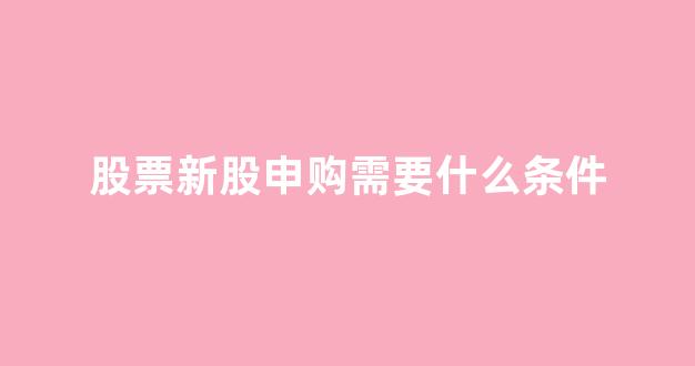 股票新股申购需要什么条件(新股申购的要求)_https://www.shshucaipeisong.com_上交所_第1张