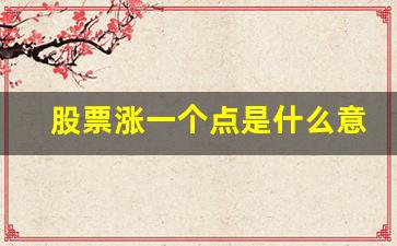 股票涨一个点是什么意思(股票里说的涨一个点是多少)_https://www.heiljjianzu.com_上交所_第1张