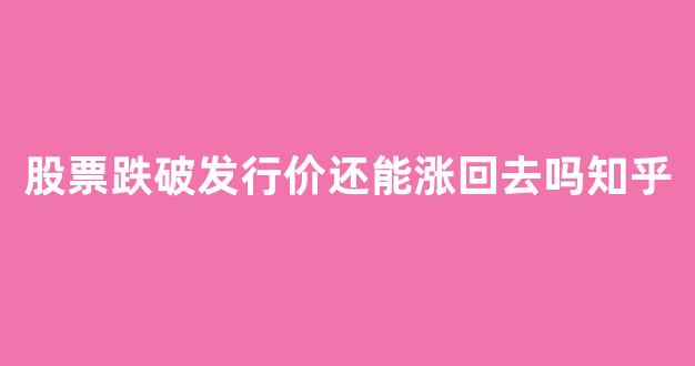 股票跌破发行价还能涨回去吗知乎(股票跌破发行价以下会怎么办)_https://www.qgjzrcxxzxpt.com_广期所_第1张