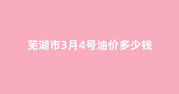 芜湖市3月4号油价多少钱_芜湖最新油价今日价格