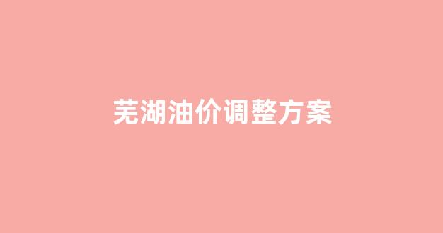 芜湖油价调整方案_芜湖油价还会涨吗