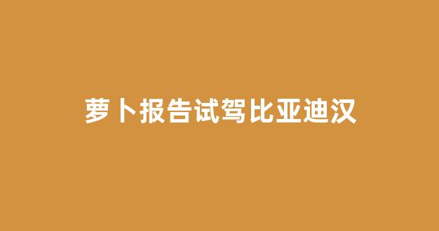 萝卜报告试驾比亚迪汉(评测比亚迪汉)_https://www.taocizhiliang.com_设计报价_第1张