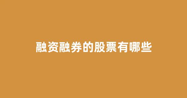 融资融券的股票有哪些(股票融资是什么意思啊)_https://www.syklpowerbike.com_创业板_第1张