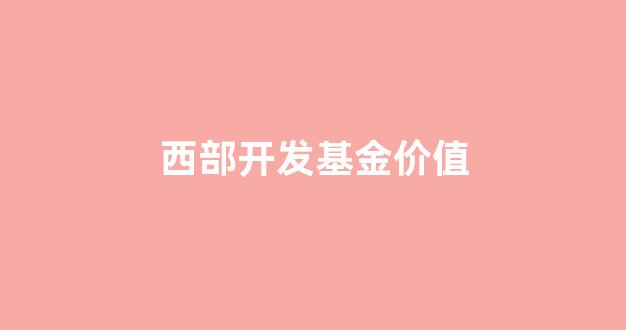 西部开发基金价值_西部发展产业基金