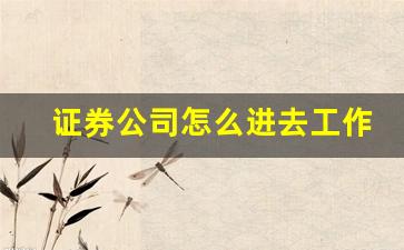 证券公司怎么进去工作(证券公司是好单位吗)_https://www.wguangz.com_上期所_第1张