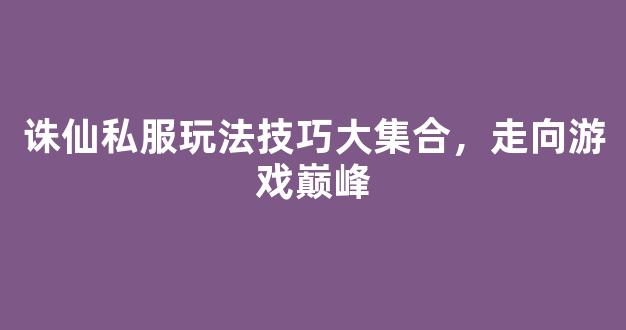 诛仙私服玩法技巧大集合，走向游戏巅峰