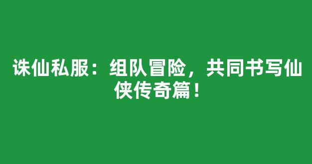 诛仙私服：组队冒险，共同书写仙侠传奇篇章！