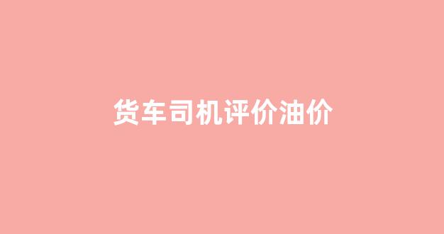 货车司机评价油价_货车油价计算