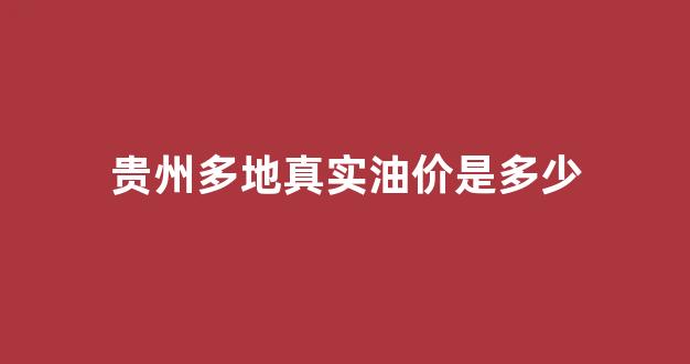 贵州油价多少钱一升_贵州多地真实油价是多少