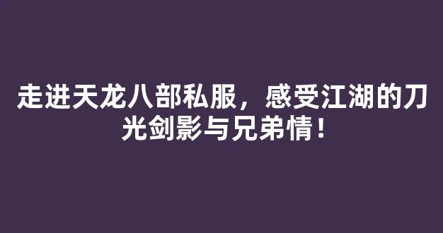 走进天龙八部私服，感受江湖的刀光剑影与兄弟情！