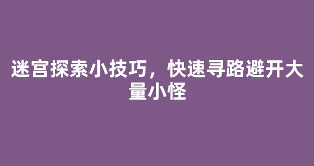 迷宫探索小技巧，快速寻路避开大量小怪
