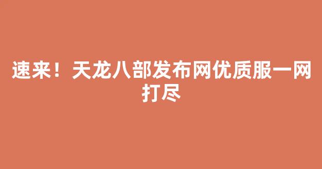 速来！天龙八部发布网优质服一网打尽