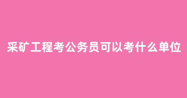 采矿工程考公务员可以考什么单位