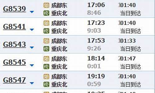 重庆到成都动车时刻表_重庆到成都动车时刻表查询结果