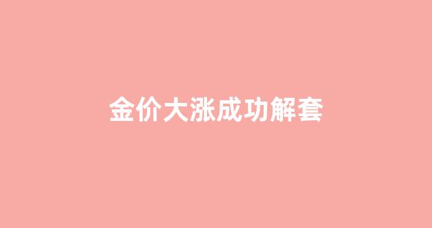 金价大涨成功解套_金价大涨预示着什么