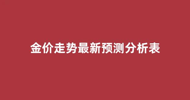 金价的走势预测_金价走势最新预测分析表