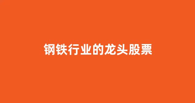钢铁行业的龙头股票(钢铁行业的龙头企业)_https://www.hangfeite.com_科创板_第1张