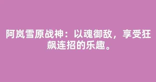 阿岚雪原战神：以魂御敌，享受狂飙连招的乐趣。