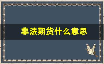 非法期货什么意思