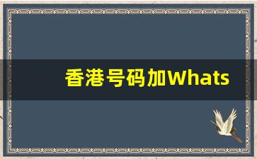 香港号码加WhatsApp