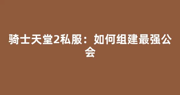 骑士天堂2私服：如何组建最强公会