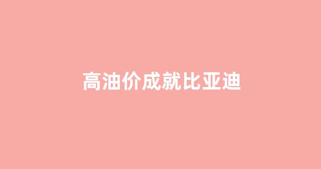 高油价成就比亚迪_比亚迪价格上调