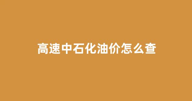 中石化高速上和市区油价一样吗_高速中石化油价怎么查
