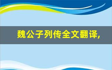 魏公子列传全文翻译,魏公子列传讲了什么,魏公子列传经典句子-第1张图片-我的生活随想