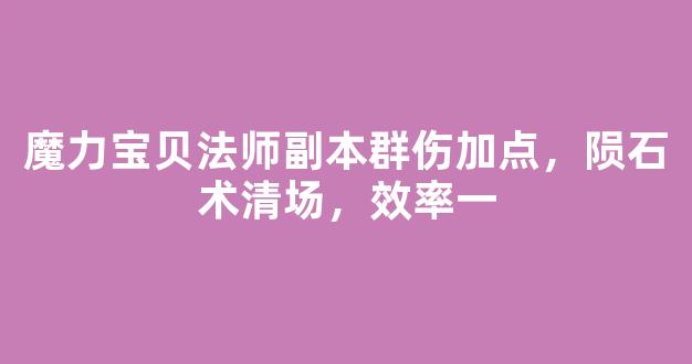 魔力宝贝法师副本群伤加点，陨石术清场，效率第一