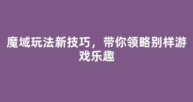 魔域玩法新技巧，带你领略别样游戏乐趣
