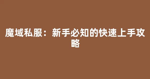 魔域私服：新手必知的快速上手攻略