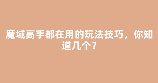 魔域高手都在用的玩法技巧，你知道几个？