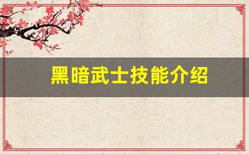 黑暗武士技能介绍-第1张图片-我的生活随想